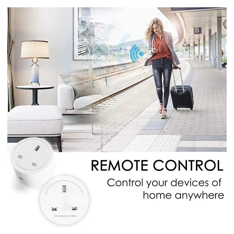 Smart Wi-Fi Plug Socket with Timer, App Remote Control, Works