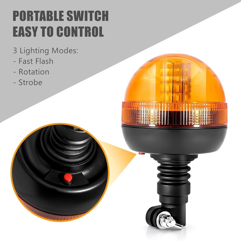 LED Rotating Warning Light 12V 24V Flash Strobe Light with