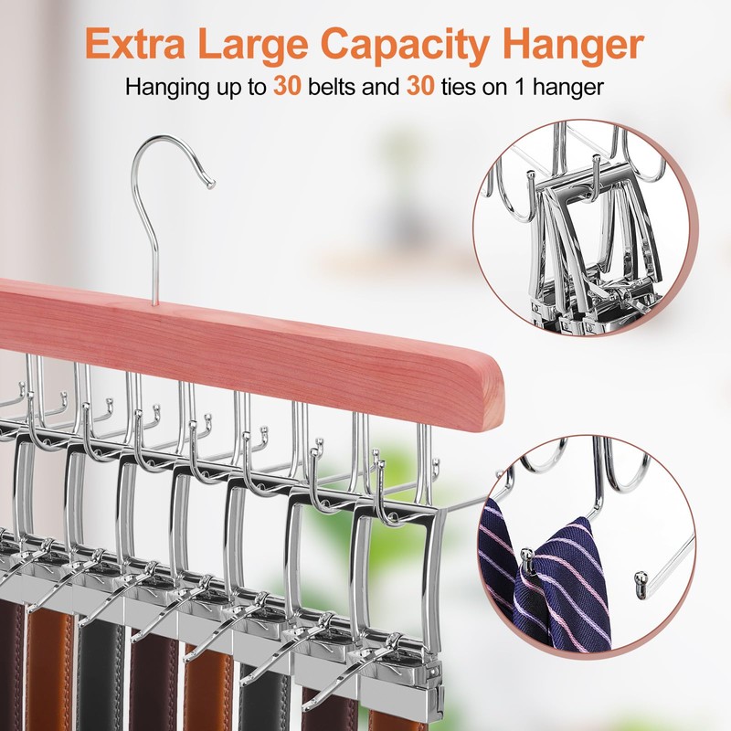 TOPIA HANGER Cedar 2 Pack 2 in 1 Belt Tie