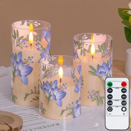 Strackvial Floral Flameless Candles, 2 Lighting Modes Orchid Candles Lamp with Reomte Timer, LED Dimming Ambient Light, Table Ornaments for Mother Gifts, Valentine's Day, Centerpiece (B (Orchid))