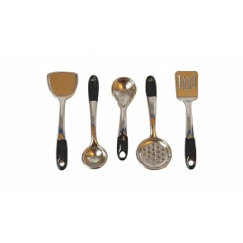 MW Dollhouse Kitchen Chrome Utensils on a Stand, Miniature Kitchen Tools