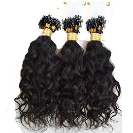 RJ HAIR Onda Suelta Corta Micro Loop Ring Cabelo Cabello Humano Virgen Malasio Micro Link Extensiones De Cabello Humano Natural Real Color Negro Marrón 100 Hebras (18 Pulgadas) Color Natural