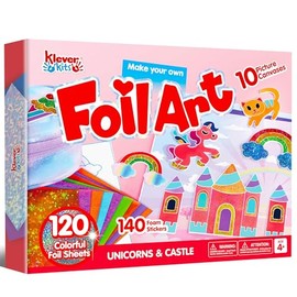 Klever Kits - Kit de arte de aluminio para niños, manualidades divertidas, suministros de arte y manualidades, colorear sin líos, pegatinas de espuma de aluminio, juguetes creativos de viaje, Juguete de Navidad