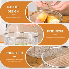 Steamer Basket, Stainless Steel Vegetable Steamer Basket with Handle for Cooking, Stainless Steel Strainer Basket (20 cm)