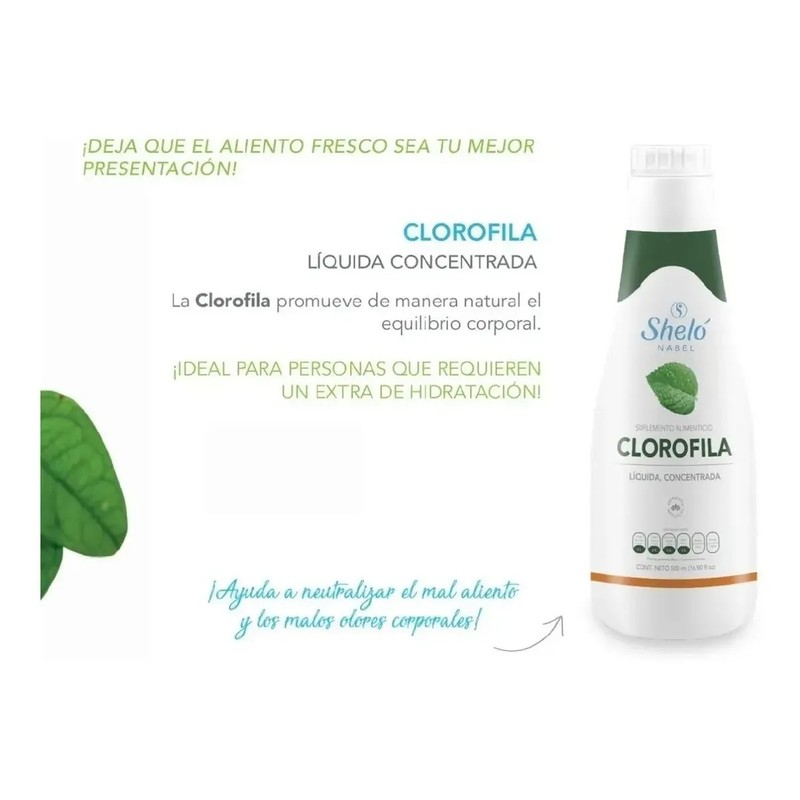 Clorofila Líquida Concentrada 500 Ml Sheló Nabel Limpia 3 Pz