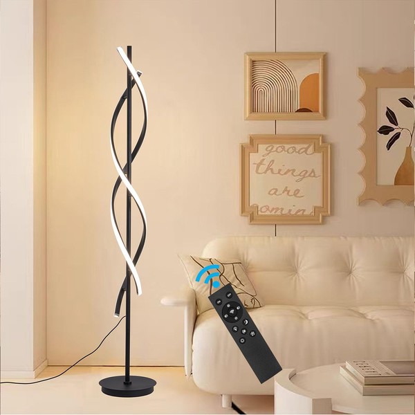 RaGiBow Unique Spiral Floor Lamp 3 Color Dimmable with Remote