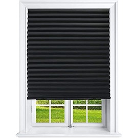 MW Watersports Blackout Pleated Paper Shades 36" x 69" (Pack of 6 Temporary Blinds), Black