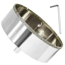 Qjaiune 4-1/2 Inch / 115mm Diamond Hole Saw with Pilot Drill Bit, 1-9/16 Inch Cutting Depth Glass Hole Saw Tile Hole Saw Drill Bit, Ceramic Hole Saw for Marble, Granite, Fiberglass, Porcelain, Quartz