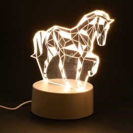 Toyandona Animal Night Light 3D Horse Illusion USB Lamp Power LED Signals Decoration for Bedroom Living Room Office Desk Lamp