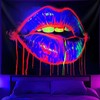 TUGCAY Lips Black Light Tapestry, Blacklight Tapestry UV Reactive Lip