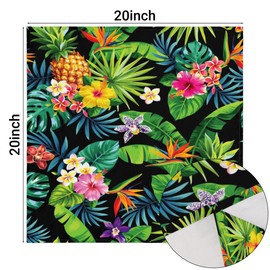 Hawaiian Tropical Flower Cloth Napkins Set of 6 Polyester Dinner Napkins Washable Perfect for Wedding Party Restaurant Home Decor 20 x 20 Inches