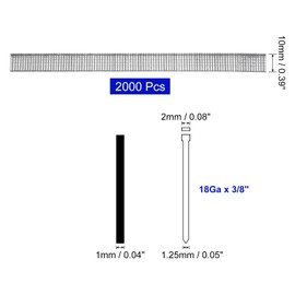 uxcell 2000Pcs 18 Gauge Brad Nails, 3/8" Length Straight Finish Nails, Galvanized Carbon Steel Nails for Woodworking Construction, Silver Blue