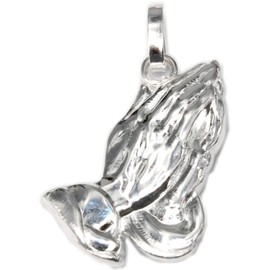 Nicht Zutreffend 925 Silver Praying Hands 24x14mm Jesus Christ Pendant, Sterling Silver, No Gemstone