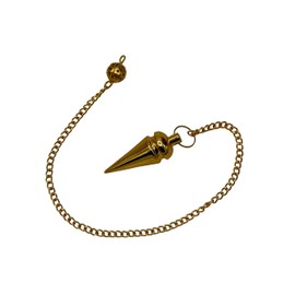 Péndulos de metal curativo para adivinación, anillo de cabeza dorado, cono de acero, péndulo de cobre de alta energía, péndulo de Bronce de mesa MP43