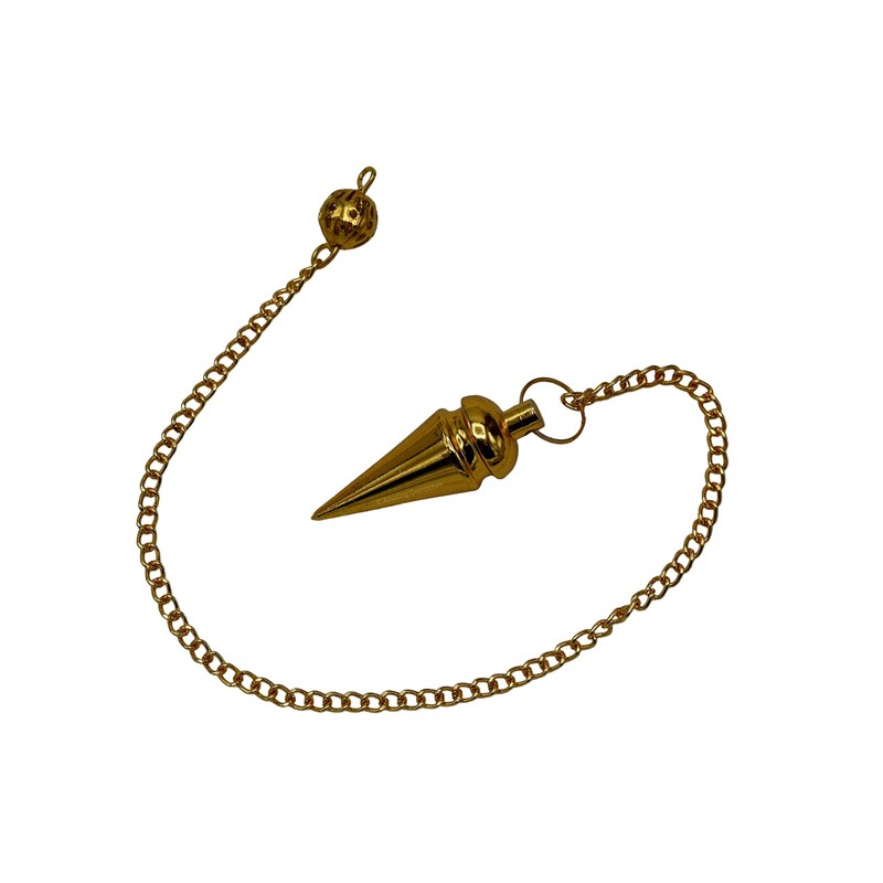 Péndulos de metal curativo para adivinación, anillo de cabeza dorado,