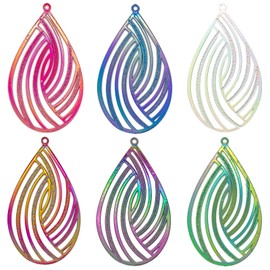 COLIGREE 12pcs Hollow Waterdrop Charms Geometric Filigree Pendants Dazzling Color Charm for DIY Jewelry Making Fashion Colorful Jewelry Accessories
