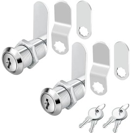 Cerraduras de gabinete con llaves, 1-1/8 pulgadas, paquete de 2, cerraduras de leva largas para gabinetes con llave, archivador, caja de herramientas, cerradura de buzón con llave