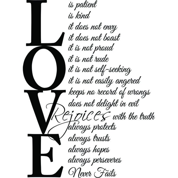 Ideogram Designs (23x31) Love is Patient Love is Kind 1 Corinthians 13:4-7. Vinyl Wall Decal Decor Quotes Sayings Inspirational Wall Art