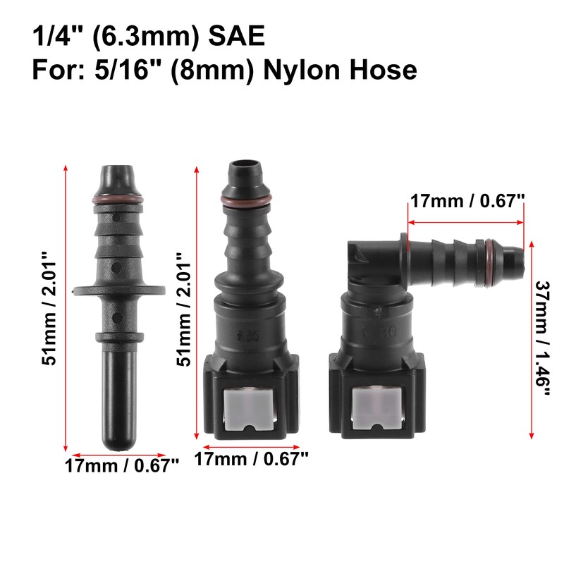 X AUTOHAUX 2 Set 1/4" 6.3mm SAE to 5/16" 8mm