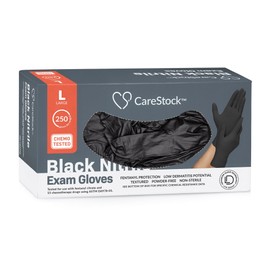 CareStock Black Nitrile Exam Gloves [2500 Count] Disposable, Powder-Free, Latex-Free, Food Safe, Medical Grade, Chemical Resistant, Large, 250 Count, 10 Boxes