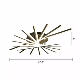 LYNICESHOP Dimmable LED Ceiling Light, 47.2" Modern Pendant Light, Remote-Controlled with Infinite Brightness & Night Mode