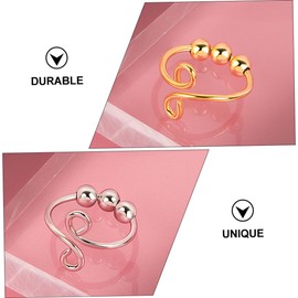 ORFOFE 2pcs Pressure Ring Adjustable Rings for Women Worry Ring Gold Fidget Ring Sensory Rings Mens Women Fidget Ring Fashion Jewelry for Women Christmas Restless Stainless Steel Miss
