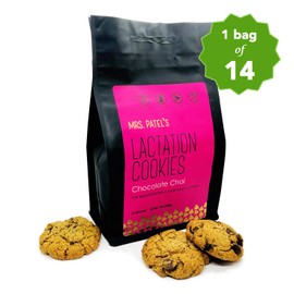 Mrs. Patel's Lactation Cookies, Chocolate Chip Chai, Maximum Strength, Featuring Shatavari, Handcrafted and Baked Fresh, Gluten-Free, Dairy-Free, Vegan, Fenugreek Free (1 Bag)