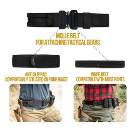 VISMIX Tactical Belt, Quick Release 1.75" MOLLE Battle Belt with Inner Belt and Anti-Slip Pad- Heavy Duty Battle Belts