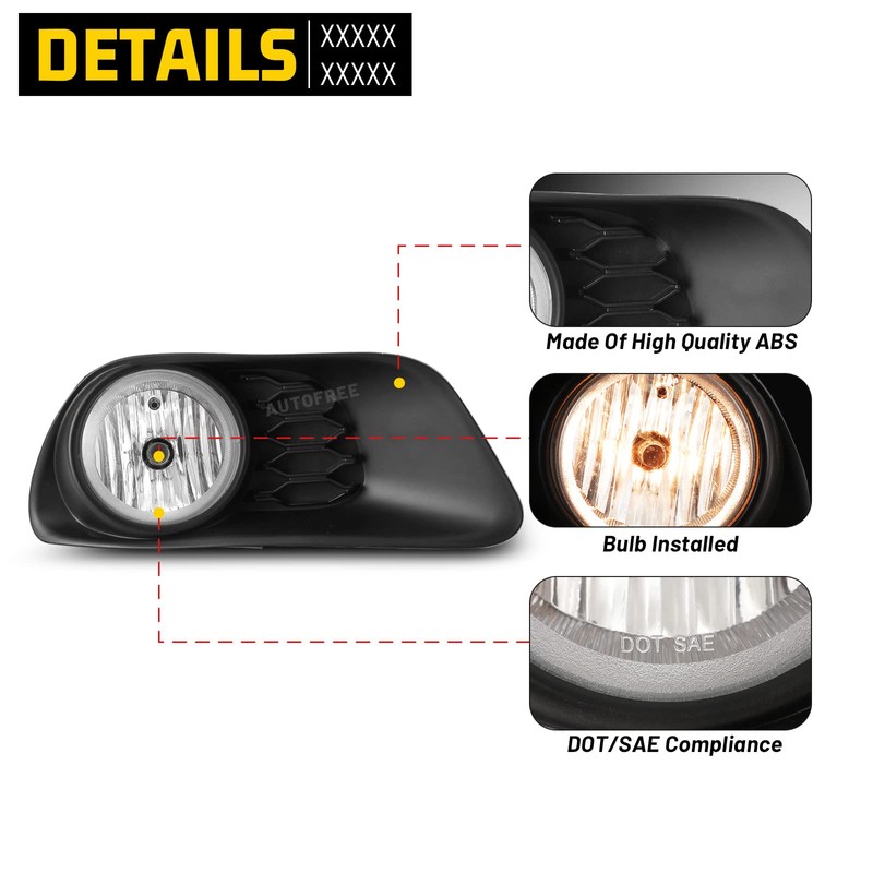 AUTOFREE Fog Lights for Dodge Grand Caravan 2011-2020 with Bulbs