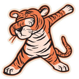 VulgrCo Cartoon Dancing Dabbing Tiger Animal Funny Sticker Vinyl Waterproof UV Resistant Decal for Phones Laptops Water Bottles Tumblers Boats Cars Trucks Windows Kayak 3" inch Bumper Stickers