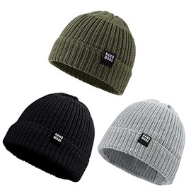 Pesaat Baby Hat Boys Knitted Hat Soft Cotton Girls Hat Children's Hat Warm Winter Hat 0-5 Years Winter, Autumn (Black + Light Grey + Army Green, 0-6 Months)