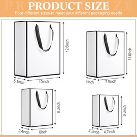 PerKoop 40 Pack Kraft Gift Bags Handled Paper 4 Sizes Goodie with Handles Gift Wrap Dessert Shopping Bags for Business Party Favors(Vertical,White Black)