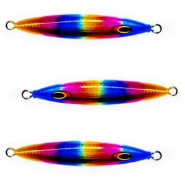 5.5" Tuna jigs,300g deep sea Saltwater Jigging Lures, 3 pcs Rainbow Zebra Glow, for Offshore & Vertical Jigging, Wire-Through Design, Ideal for Tuna, amberjack & Big Game Fishing