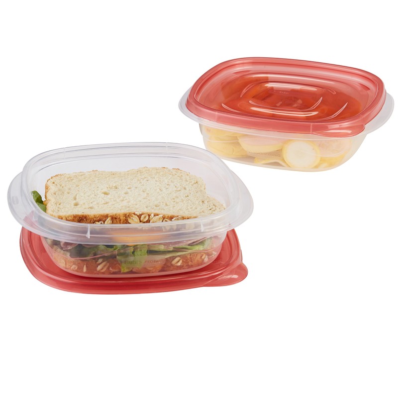 Rubbermaid TakeAlongs Square Food Storage Containers, 2.9 Cup, Tint Chili,