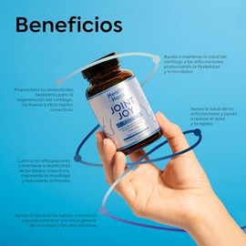 Health Hack Joint Joy Platinum | Apoya la Salud de Articulaciones y Huesos | Con Sulfato de Glucosamina, Colágeno Hidrolizado, Omega 3, Biotina y Ácido Hialurónico | Suplemento para Rodillas y Movilidad