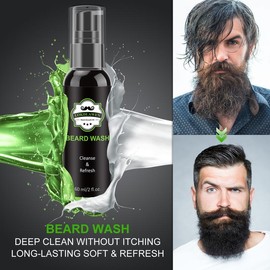 Beard Growth Kit, Beard Kit for Thicker - Growth Oil(2 Pack), Wash, Balm, Massager, Comb, Storage Bag, Beard Care Fathers Gifts for Men Dad Husband