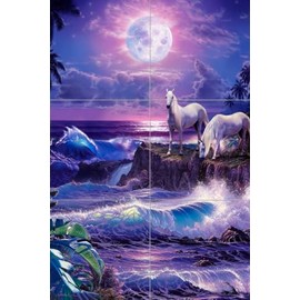 Ceramic Backsplash Tile Mural Horse Animal Equine Kitchen/Bathroom - Moonlit Night - Christian Riese Lassen