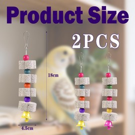 HJDJBD Pack of 2 large bird chew toys, parrot toy, bird toy, chewing, mineral stone molar toy with bell, hanging toy, for budgies, lovebird, various birds and animals