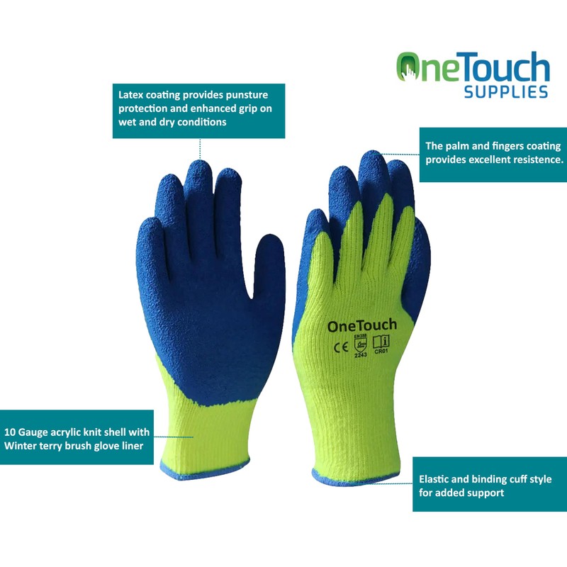 A406 6 Pairs Thermal Gloves Winter Gloves Latex Rubber Gloves