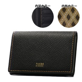 Takeokikuchi 729623 Business Card Holder, Genuine Leather, Men's, Panama 729623 Cowhide Leather, [28] Black x Gold