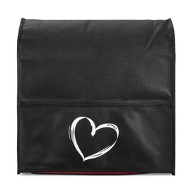 kwmobile Case Compatible with KitchenAid 4.3-4.8 Litres - with 3 Compartments - Food Processor Dust Cover in White Black Heart Brush, white black, Heart Brush 02-01