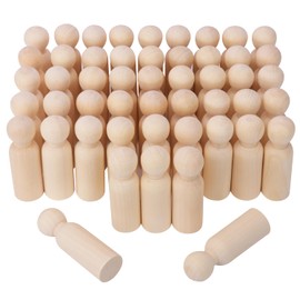 kukmakri 50 Pieces Wood Peg People, 3.54 Inch Wooden Peg Dolls Bodies, Unfinished Wooden People Figures, Wooden Peg Doll Body for Painting, DIY, Crafting and Art Projects