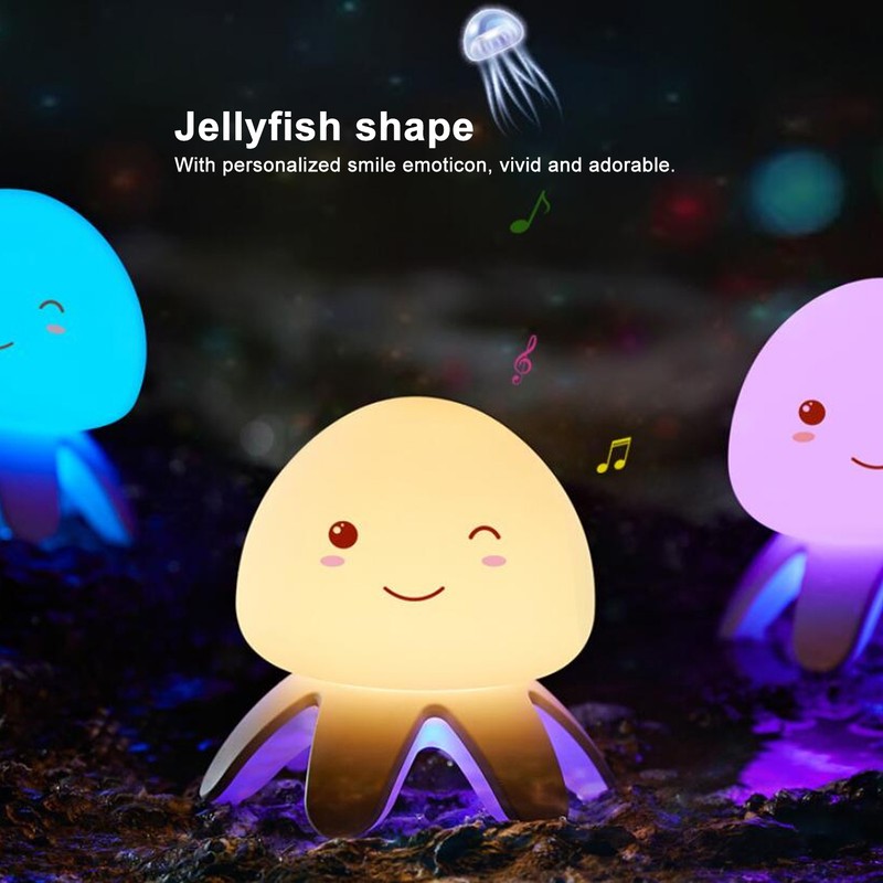 Night Light Jellyfish Shape Cute Remote Control RGB Silicone Tap