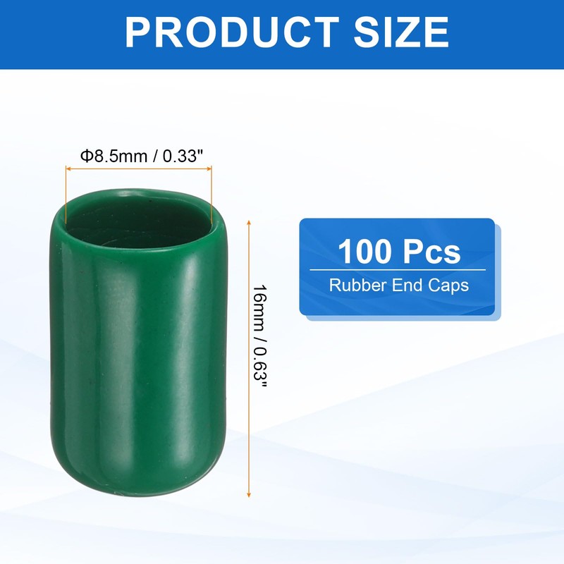 sourcing map 100pcs Round Rubber End Caps 8.5mm ID Bolt