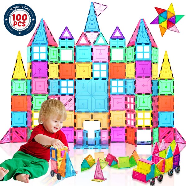 Landtaix Kids Magnet Tiles Toys 2020 New Upgrade 100Pcs Oversize 3D Magnetic Building Blocks Tiles Set,Inspirational Educational Toys for 3 4 5 6 Year Old Boys Gilrs Gifts
