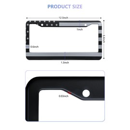 BGGTMO American Flag License Plate Frames- Black Stainless Steel Car Tag Holder Printed with USA Flag Pattern, 2 Hole 2 Pack with Screws Caps Decals for Front Rear