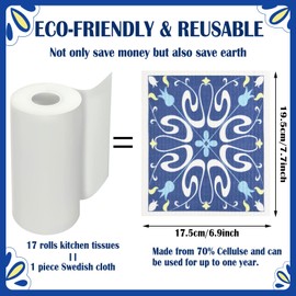 WILLBOND Blue Swedish Kitchen Dish Clothes, Pack of 9, Reusable, Absorbent Hand Towels for Kitchen, Bathroom and Cleaning Counters, Sponge Cloth