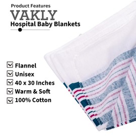 Hospital Receiving Baby Blankets [Pack of 3] Soft 100% Cotton Flannel Nursery Swaddle, 30''x40'' Cozy Unisex Wrap for Swaddling & Wrapping Newborn Babies for Girl or Boy