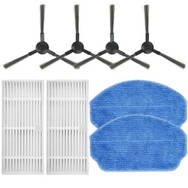 HUIZHEN Replacement Parts for MAMNV BR150/BR151, for ZCWA BR150/BR151, for MANVINS G20, for GTTVO BR150/BR151, for ONSON BR150/BR151 2-in-1 Robot Vacuum and Mop Combo, 4 Side Brush, 2 Filter, 2 Mop