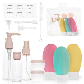 MyGadget Travel Set [14 Pieces] - Travel Bottles | Cream Jars for Filling - Bottles & Cream Jars for Cosmetics - Liquid Travel Container for Aeroplane